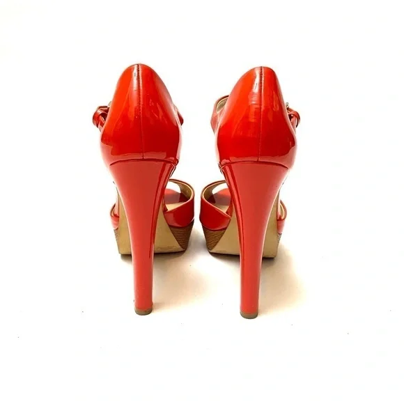 SAKS FIFTH AVE | Orange patent leather platforms - Picture 7 of 8